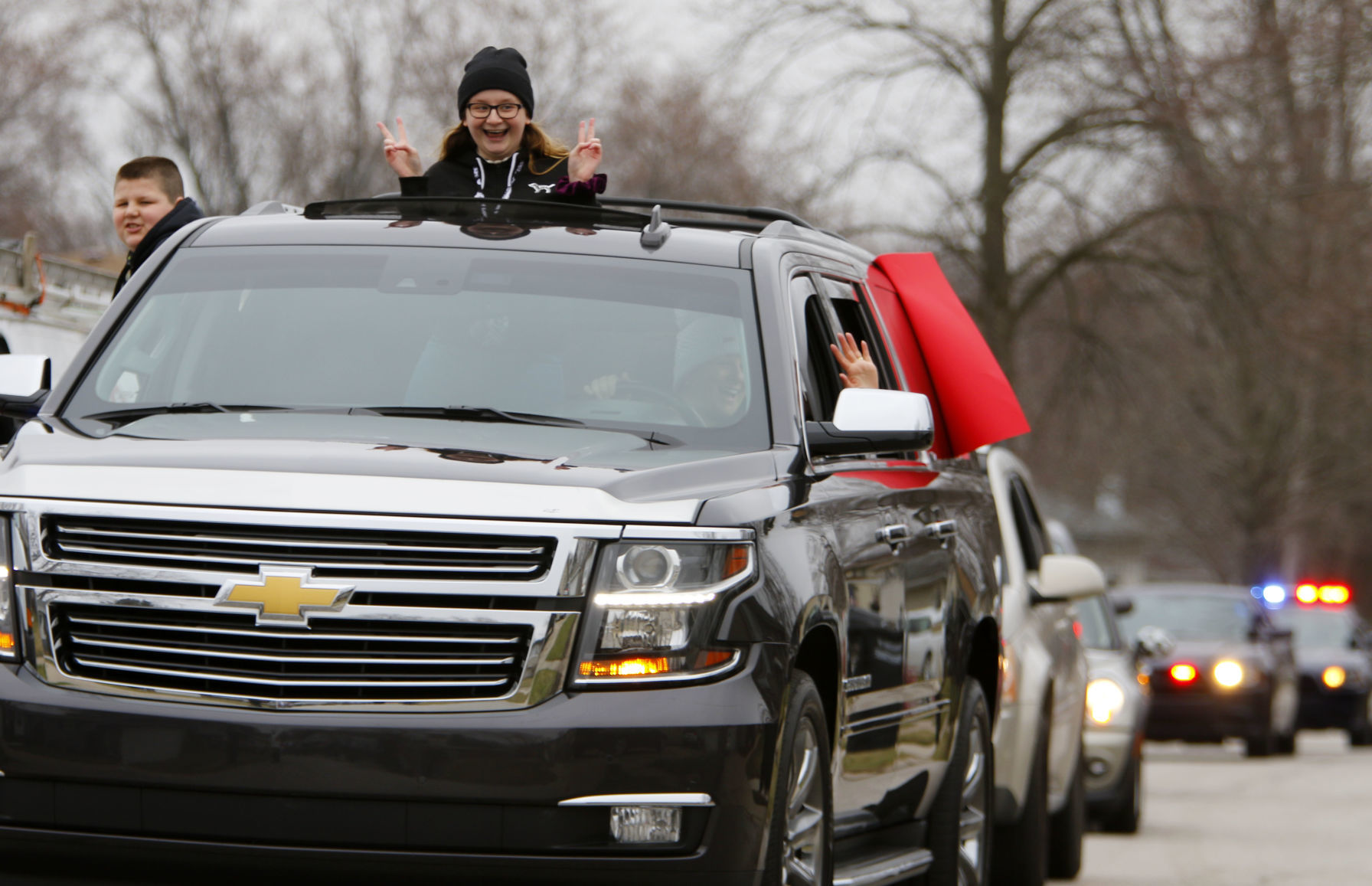 Myers Elementary staff parades through Portage neighborhood